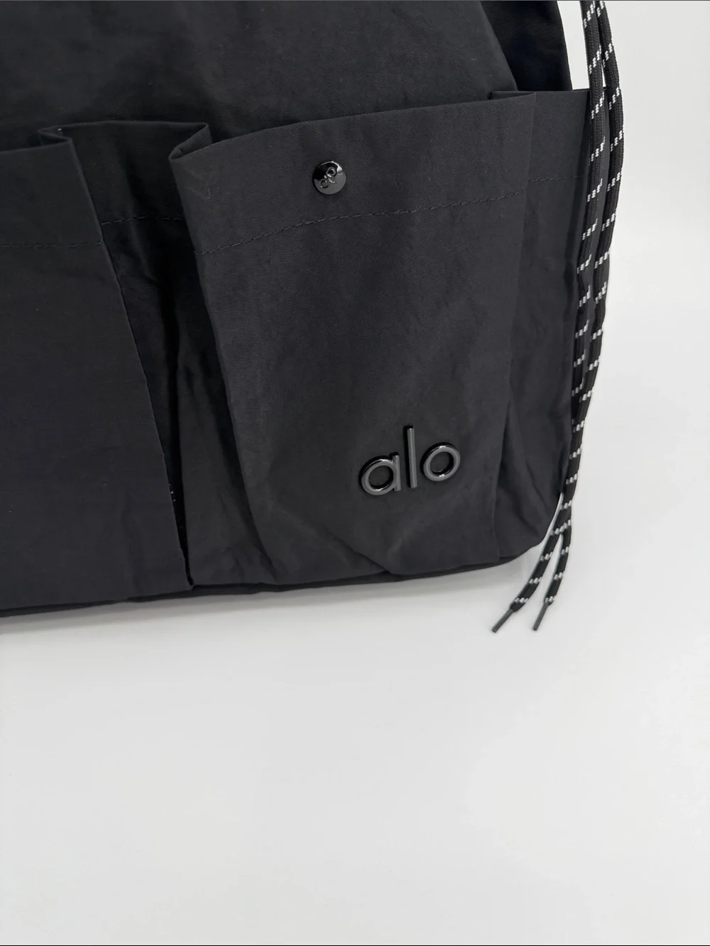 Alo Black Drawstring Tote Bag Convertible Backpack